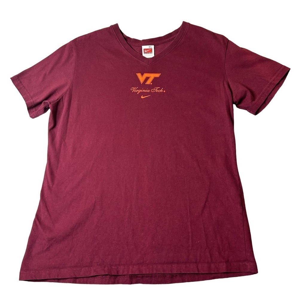Virginia Tech Top Womens XL Maroon Nike Short‎ Sleeve Crew Neck Pullover Tees